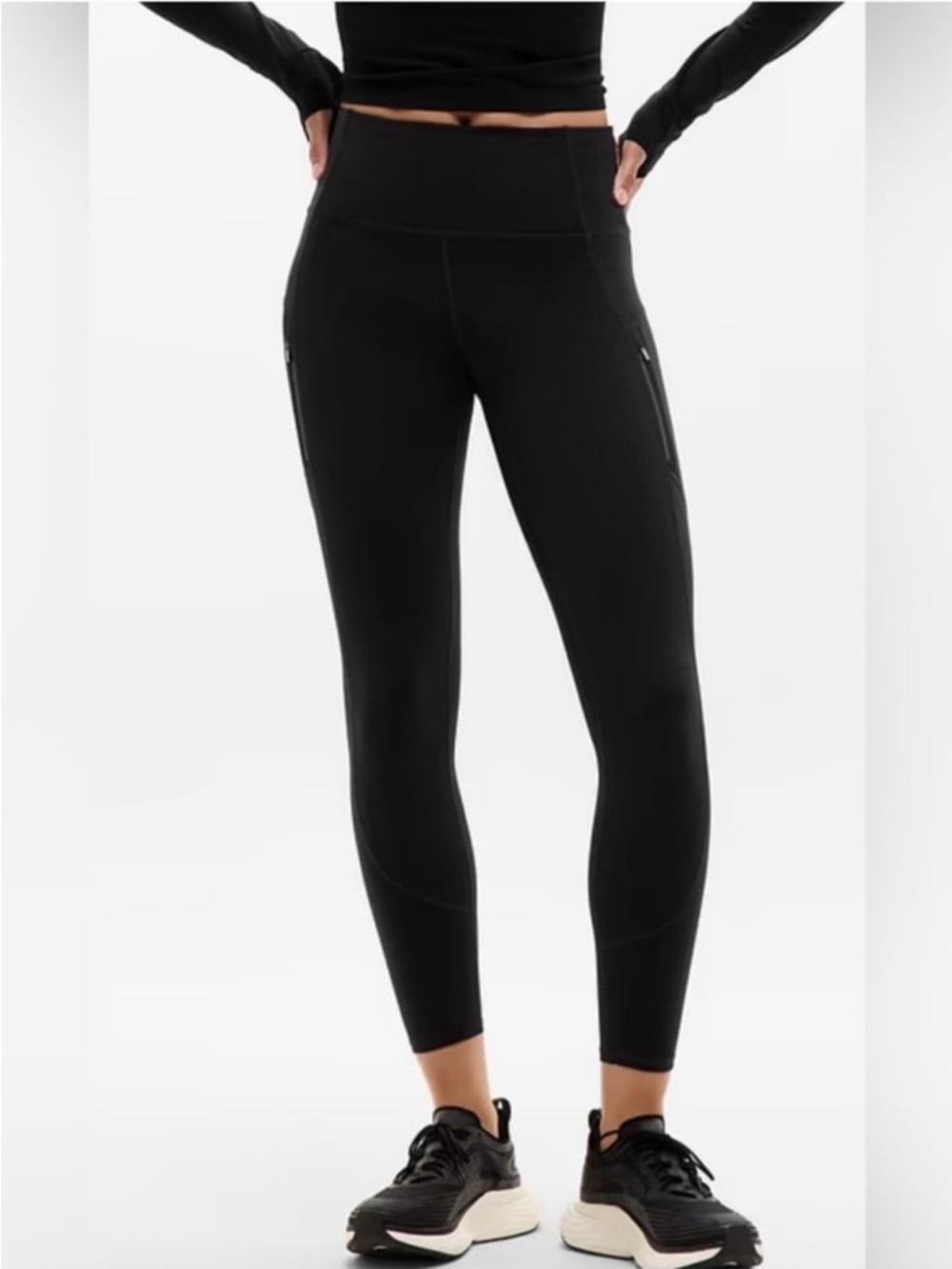Athleta Rainier High Rise Tight Black Large Tall Cold Weather Leggings Pockets